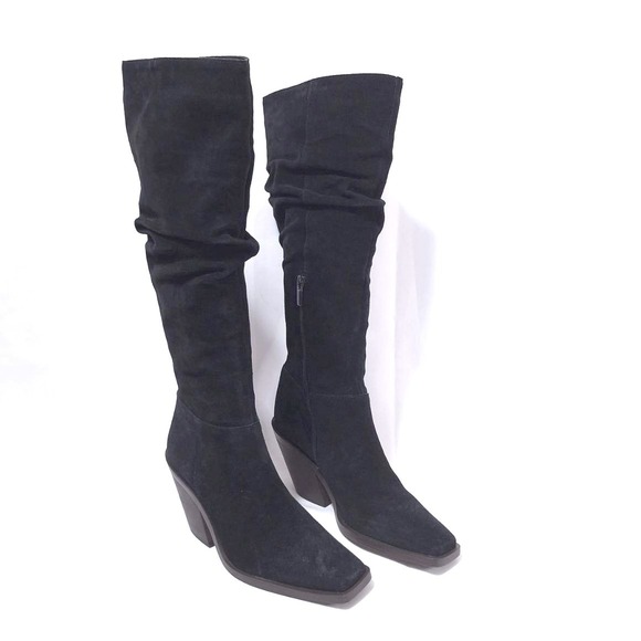 Vince Camuto Alimber Black Suede Leather Slouchy‎ Knee High Boots Women Size 8.5 - Picture 3 of 13